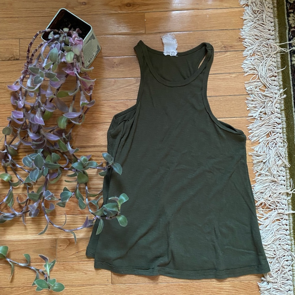 Free People Olive High Neck Tank